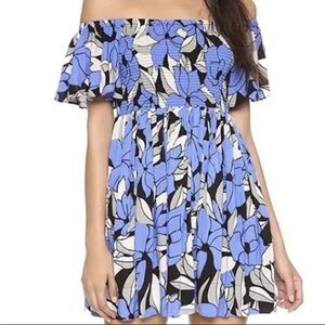 Free People Blue and Black Floral Mini Dress